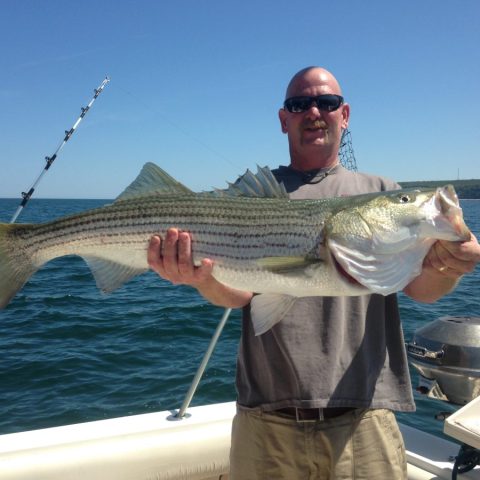 a man holding a fish in the water