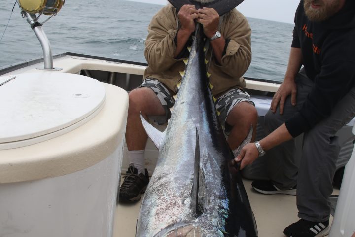 a person holding a fish